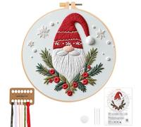 JSRQT Kit Broderie Point de Croix Christmas DIY Embroidery Starter Pratique Noël Débutant Outil Complet Démarrage pour Adultes Enfants Débutants Cross Stitch Fils à Broder Punch Needle