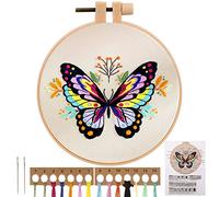 JSRQT Kit de Démarrage de Broderie, Papillons Kit de Broderie pour Adultes Débutant, Point de Croix Complet, DIY Cross Stitch Embroidery Starter pour Adultes