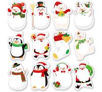 JSRQT Lot de 12 Notes Autocollantes de Noël, Bloc-notes Autocollants avec Motif Santa Claus Pingouin, Mini Blocs-notes Amovibles, Noël Sticky Notes pour Cadeaux Fête, Récompenses en Classe, Xmas Decor