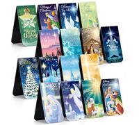 JSRQT Lot de 16 Marque-pages Magnétiques, Religieux Noël Signets Double Face Grande, Marqueurs de Page Magnétiques Clips de Page Bookmarks pour Amoureux des Livres, 6×3 cm