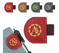 JSRQT Marque-page Magnétique en Cuir avec Porte-stylo, Signet à Lettre Initiale Personnalisé, Accessoire Lecture Cadeaux pour Amateurs de Livres & Lecteurs(Rouge, A)