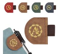 JSRQT Marque-page Magnétique en Cuir avec Porte-stylo, Signet à Lettre Initiale Personnalisé, Accessoire Lecture Cadeaux pour Amateurs de Livres & Lecteurs (Brun, A)
