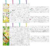 JSRQT Marque-pages 36 Pièces Marque Page Livre Animaux Paper Bookmarks Double Face Mignon Signets Papier Clip Fournitures de Lecture Original Color Your Own Cartonné Enfant Amateurs Livres Dinosaure