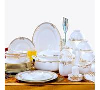 jssmm ☆ Vaisselle à bords peints en or 60 pièces en porcelaine Jingdezhen Ensemble de vaisselle chinoise Bols Assiettes faites à la main Art Céramique Bol en porcelaine Ensembles cadeau, Normal,