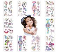 JSTHHTT 10 Pcs Tatouage Enfant, Etanche Faux Tatouage Enfant, Etanche Tatouage Ephémère Licorne Fille Kit Tatoo, Jouet Fille, Petit Cadeau Enfant, Décoration De Fête, Anniversaire d'enfant Cadeau