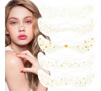 JSTHHTT 10 Pièces Paillettes Taches De Rousseur Tatouage Du Visage, Tatouage Paillettes, Autocollant Tatouage Temporaire, Patchs Maquillage DIY Dorées, pour Fête, Festival, Noël