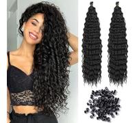 JSTHHTT 2 Packs 30inch Deep Twist cheveux Hair Extensions, Water Wave Crochet Hair, Tissage Cheveux Naturels, Bouclé Naturel Noir, Wavy Crochet Braids With Curly Hair, for Black Women