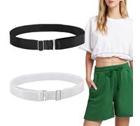 JSTHHTT 2 Pcs Bande de resserrement réglable crop tuck pour chemises, Ceintures discrètes élastiques, Ceinture elastique femme ajustable noir blanc bleu ceinture sans boucle invisible ceintures femme