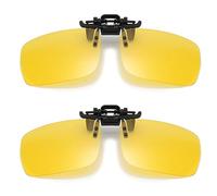 JSTHHTT 2 Pcs Clip Lunettes Conduite de Nuit Polarisées, Lunettes de Vision Nocturne Verres Jaunes Polarisés Anti-Éblouissement Nuit Conduite Peut Pivoter Ultra Léger Surlunettes Verres Jaunes