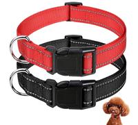 JSTHHTT 2 Pcs Collier pour Chien, Collier Chiot, Collier en Nylon Réfléchissant Réglable Classique, Collier pour Chiots Personnalisé en Nylon avec Boucle Anti étranglement pour Moyens Chiens, S