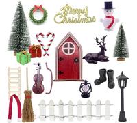 JSTHHTT 22 Pièces Ensemble de Porte de Lutin de Noël, Mini Porte Miniature GNOME, Ensemble de Cadeau de Noël pour Les Enfants, Sapin, Bonhomme, Objet de Noël, Petit Ornement Decoration
