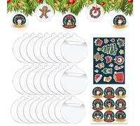 JSTHHTT 25 pcs 7.5 cm Boules de Noël en Acrylique Transparent avec 2pcs des Autocollants de Noël, Boules Plates pour Artisanat, Boule de Noel Personnalisée Decoration Noel, décoration de Noël