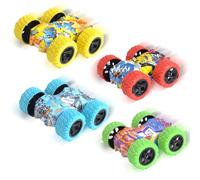JSTHHTT 4 Paquet Petites Voiture Enfants, VVoiture Monster Trucks Voiture, VVoiture à Friction, Petites Voitures Jouets Enfants, Jouet Voiture Bebe Garçon (Modèle Graffiti)