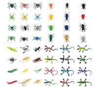 JSTHHTT 48 Pièces Insectes en Plastique pour Enfants, Assortiment de Figurines Invertébrées Miniature, Figurines Animaux Miniatures, Jouet Enfant, Fausses Araignées, Scorpions, Grillons, Mante, vers