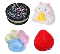 JSTHHTT 4Pcs Taba Squishy Set, Jouet Sensoriel Anti-Stress Retour Lent, Fraise + Hamster + Chat Paw + Hamster, Soft Patte de Chat, Jouets à Presser pour Adultes
