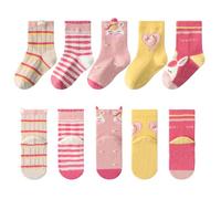 JSTHHTT 5 Paires Chaussettes Enfant Fille Fantaisie, Chaussettes Animaux, Chaussette Mignon Animaux Chat Cheval Motif Pour Enfants ColoréEs