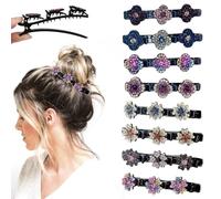 JSTHHTT 8 PièCes Barrette à Cheveux En Cristal, Pince à Cheveux Etincelante, éPingles à Cheveux En Strass, Barrette à Cheveux LatéRale à Trois Fleurs, Accessoires éLéGants, Cadeaux Pour Femmes Et Fill