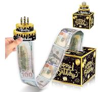 JSTHHTT Boîte À Billets Amusante, Urne Joyeux Anniversaire Kraft, Boite Anniversaire, Tirelire for Cadeau Cash d'argent, Amusante Caisse Argent pour Surprise, Tiroir-Caisse Cake avec Carte à Tirer