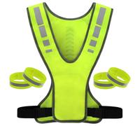 JSTHHTT Gilet de Sécurité, Gilet Réfléchissant Running, Gilet Sécurité Réglable, 1 Gilet Sécurité, 4 Brassards Réfléchissantes, Haute Visibilité Veste Fluo de Securite, pour Jogging Marche Cyclisme