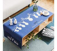 Jstoo Nappe De Table Damassé Motif Toile Cirée Table Basse en Tissu Coton Et Lin Meuble TV Rectangulaire Salon-Cerf Silhouette_75 * 180Cm 【Rangement Double Poche】