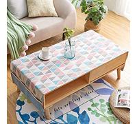 Jstoo Nappe De Table Toile Cirée Lavable Table Basse De Salon Meuble TV Rectangulaire-Triangle Bleu Rose_70 * 160Cm