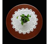 Jstoo Nappe Table Simple Table De Table en Dentelle Blanche Moderne Petite Table Ronde Table De Couverture Multi-Usage Table De Table Ronde -Flocon De Neige Blanc Pur_Diamètre 70Cm Rond