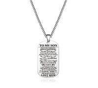 Jstud Collier avec plaque d'identité pour chien « To My Son » de Dad Mom Never Forget How Much I Love You, Acier inoxydable, Pas de gemme