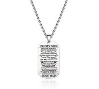 Jstud Collier avec plaque d'identité pour chien « To My Son » de Dad Mom Never Forget How Much I Love You, Acier inoxydable, Pas de gemme