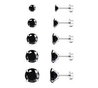 Jstyle Lot de boucles d'oreilles à tige à vis en acier titane 20 g pour homme et femme, oreilles sensibles, tragus, hélix, dos plat, Titane, Zircone cubique