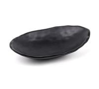 JSUOEO Porte-Clés Ovale en Résine Mélamine 19x12,5x4 cm Noir Mat - Coupelle Déco Maison, Plateau Rangement Clés, Bijoux, Pièces, Entrée