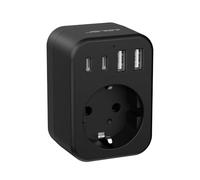 JSVER Adaptateur de Voyage Japon avec 2 USB C et 2 USB A, Adaptateur Prise pour Japon Connecteur EU vers Type A pour USA, Chine,Canada,Thaïlande-Noir