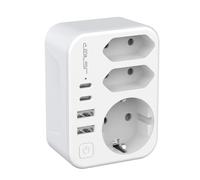 JSVER Adaptateur de Voyage USA, avec 2 Ports USB A et 2 Prises Type C (17 W) et 2 Prises Type B pour Le Canada, Les États-Unis, Le Mexique, la Thaïlande et la République Dominicaine (Blanc)