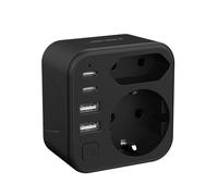 JSVER Adaptateur Prise Anglaise,Adaptateur Voyage France/Europe vers UK,Adaptateur Prise avec 2 USB A et 2 USB C Prise Type G FR vers UK Irlande, Malaisie, Singapour, HK, Dubaï(Noir)