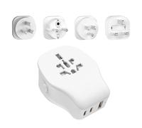 JSVER Adaptateur Prise Mondial avec 2 Type C PD20W, Adaptateur de Voyage Universelle France vers USA/UK/EU/AUS avec 4 Détachables Prise vers USA Canada UK EU Australie Singapore HK-Blanc