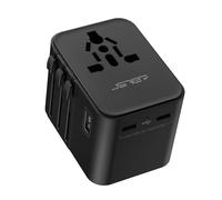 JSVER Adaptateur Prise Universelle, Adaptateur International de Voyage avec 2 Type C et 1 USB, Plug Adapter International Adaptateur Prise France vers UK, USA,Singapore, HK, Japon, Australie, Chine
