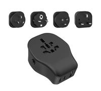 JSVER Adaptateur Prise Universelle avec 2 Type C PD20W, Adaptateur de Voyage International France vers USA/UK/EU/AUS avec 4 Détachables Prise vers USA Canada UK EU Australie Singapore HK-Noir