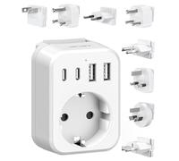 JSVER Adaptateur Prise Universelle avec USB C(PD 20W), Adaptateur Voyage Mondial avec Type B/G/C/A/I/M/J/L Prise pour France vers UK/Suisse/USA/Italie/Australie/Chine/Japon/Afrique du Sud-Blanc