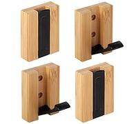 JSVER Crochet Patère Mural, 4 Pcs Porte Manteau Crochets Rétractables Bambou Crochet Adhésif 3M pour Suspendre écharpes, Sacs à Main et Autres