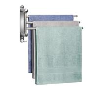 JSVER Porte-Serviettes avec 3 Barres 180°Rotatives en Acier Inoxydable SUS304 Porte Serviette Murale Sèche-Serviettes pour Salle de Bain Cuisine Lavabo-Argent