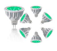 JSVSAL (6-Pack Not Dimmable Green MR16 GU5.3 Bi-Pin Base LED Bulbs,5W,20W 35W 50W Halogen Equivalent,AC/DC 12V Low Voltage,40 Degree Spotlights for Landscape Yard Garden Tree Pool Holiday Lighting
