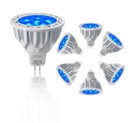 JSVSAL Ampoule LED MR16 à intensité variable 5 W Remplace l'équivalent halogène 50 W Culot double broches 12 V GU5.3 Éclairage spot 40 degrés pour éclairage intérieur et extérieur,Lot de 6,Bleu