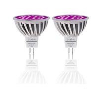 JSVSAL Lot de 2 ampoules de croissance de plantes 6 W, lampe de croissance à spectre complet, MR16 GU5.3 AC/DC 12 V Violet Reign Ampoule LED de croissance pour plantes