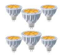 JSVSAL Lot de 6 ampoules LED jaunes MR16 GU5.3 à deux broches 5 W à intensité variable, équivalent halogène 35 W 50 W, basse tension AC/DC 12 V, spots à 40 degrés pour paysage, cour, jardin, arbre,
