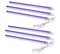 JSVSAL Lot de 6 ampoules LED UV 10 W 0,6 m T5 intégrées, luminaire noir pour poster et fête, ambiance amusante avec interrupteur marche/arrêt intégré