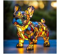 JSvsza Lampe de Table & Veilleuse LED USB Corgi/Carlin - Résine Artistique Colorée Effet Vitrail 3D-Décoration Maison Chic - Idée Cadeau Originale pour Adultes et Enfants Amoureux des Chiens, Bulldog