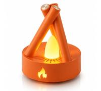 JSvsza Veilleuse Feu de Camp, Veilleuse Enfant avec Bruit Blanc, 5 Sons Apaisants, 2 Couleurs de Lumière 2000K/3000K, 3 Modes, Lampe de Chevet pour Chambre Bébé Enfant, Orange