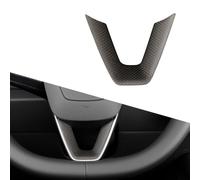 JSWAN Housse de panneau de volant en fibre de carbone pour Tesla Refreshed Model 3 Highland Performance (2024+) Model Y Juniper (2025+) Accessoires de garniture de cadre de volant (tissage uni mat)