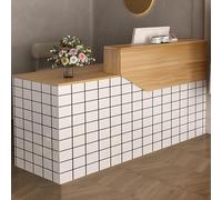 JSWHYBD Bureau de réception avec tiroirs et armoires, comptoir de Caisse en Bois Moderne et élégant, adapté aux Petits Salons, Salons de beauté, magasins de détail et Bureaux F1 160cm/63in