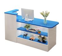 JSWHYBD Bureau de réception Moderne en Bois en Forme de L, comptoir de Caisse avec comptoir et Espace de Travail, adapté aux magasins de détail, aux Salons et aux Bureaux d'entreprise H2 150cm/59in