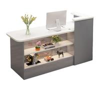 JSWHYBD Bureau de réception Moderne en Bois en Forme de L, comptoir de Caisse avec comptoir et Espace de Travail, adapté aux magasins de détail, aux Salons et aux Bureaux d'entreprise F1 120cm/47in
